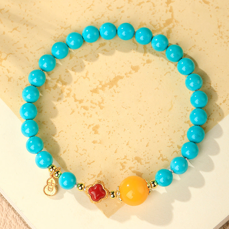 Serenemyst Natural Turquoise Red Agate Amber Healing Purity Bracelet