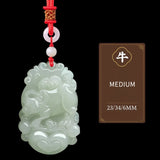 Serenemyst Natural Hetian Jade Chinese Zodiac Protection Pendant With Beads Chain