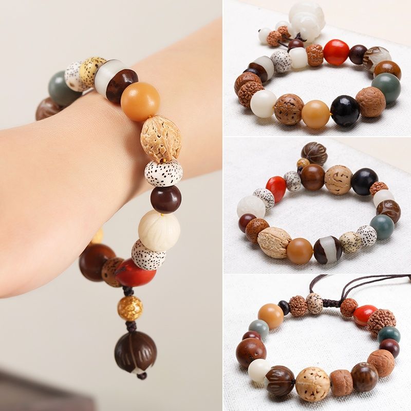Serenemyst Natural Multiple-Kind Bodhi Seed Beads Wealth Bracelet