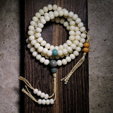 Serenemyst White Bodhi Seed Beads Harmony Mala Bracelet