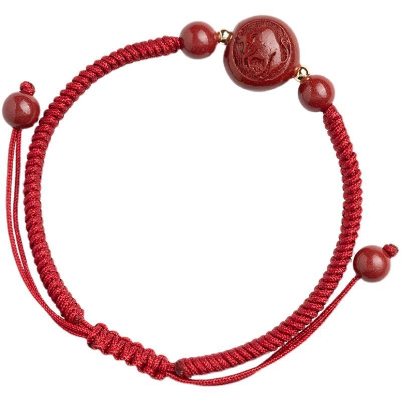 Serenemyst Red String Cinnabar Carved Chinese Zodiac Protection Bracelet