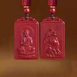 Serenemyst Natural Cinnabar Chinese Zodiac And Protection Buddha Pendant