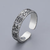 Serenemyst 925 Sterling Silver Taoist Leizu Mantra Carved Protection Ring