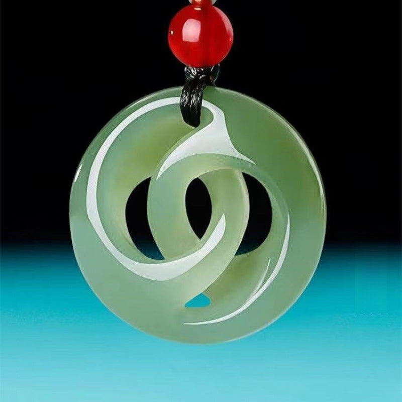 Serenemyst Natural Hetian Jade Fortune Pendant Necklace