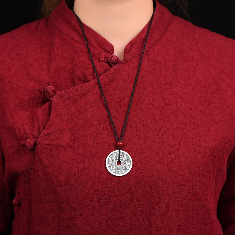 Serenemyst Sterling Silver Pixiu Bagua Coin Pendant Protection Necklace