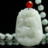 Serenemyst Natural Hetian Jade Chinese Zodiac Protection Pendant With Beads Chain