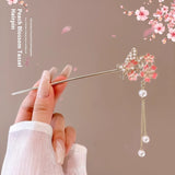 Serenemyst Classical Chinese Style Peach Blossom Tassel Healing Hairpin