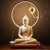 Serenemyst Colorful Ceramic Sakyamuni Buddha Statue Protection Lamp Decoration