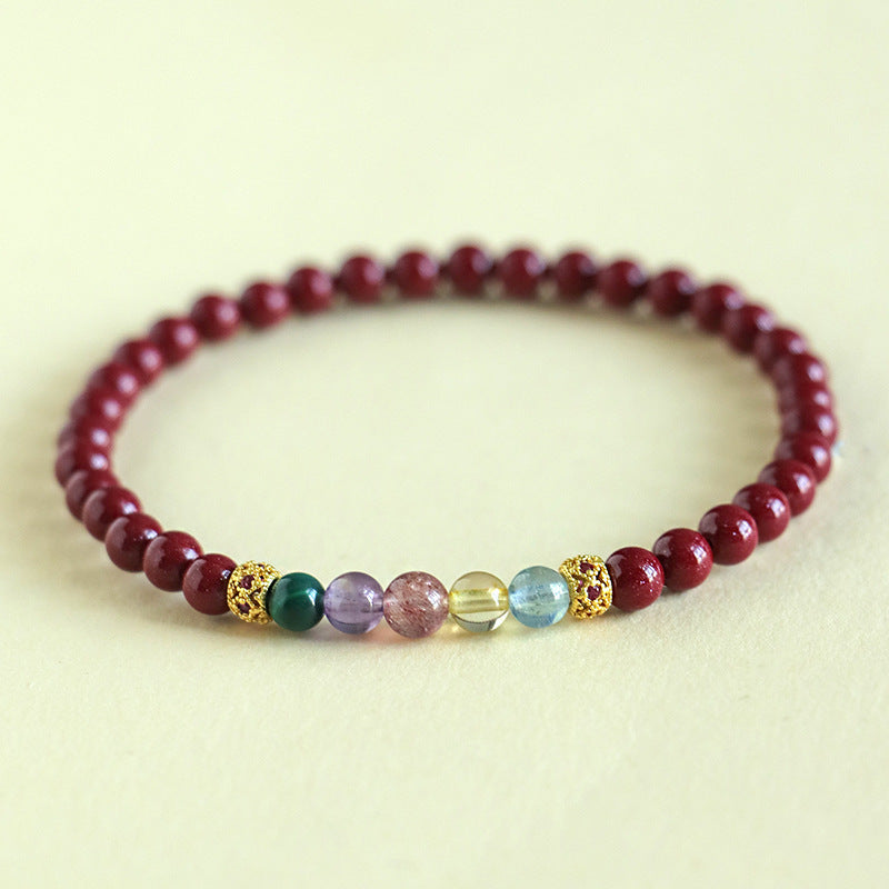 Serenemyst Handmade Cinnabar Crystal Beads Protection Bracelet