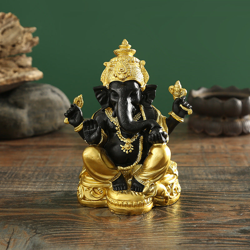 Serenemyst Handmade Gold-Plated Ganesha Elephant Fortune and Protection Decoration