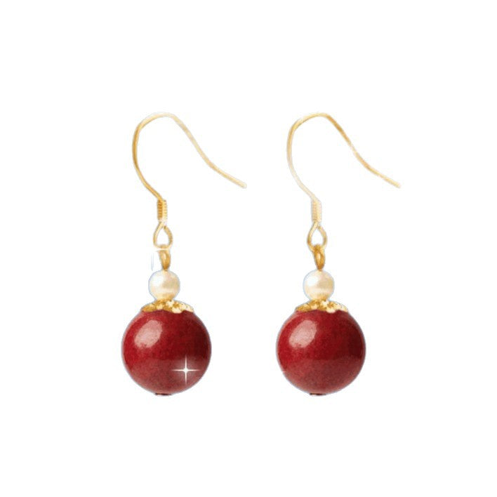 Serenemyst Vintage Sterling Silver Gold-Plated Cinnabar Fortune Protection Earrings