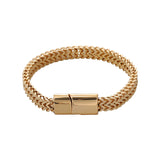 Serenemyst Stainless Steel Alloy Button Fish Scale Double Row Men's Bracelet