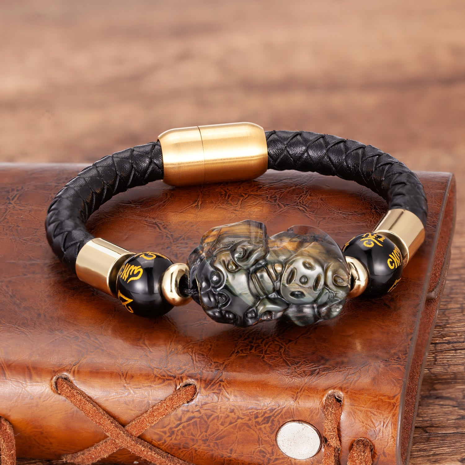 Serenemyst Leather Rope Pixiu Wealth Bracelet