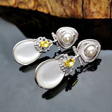 Serenemyst Retro Alloy Moonstone Pearl Healing Earrings