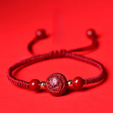 Serenemyst Red String Cinnabar Carved Chinese Zodiac Protection Bracelet
