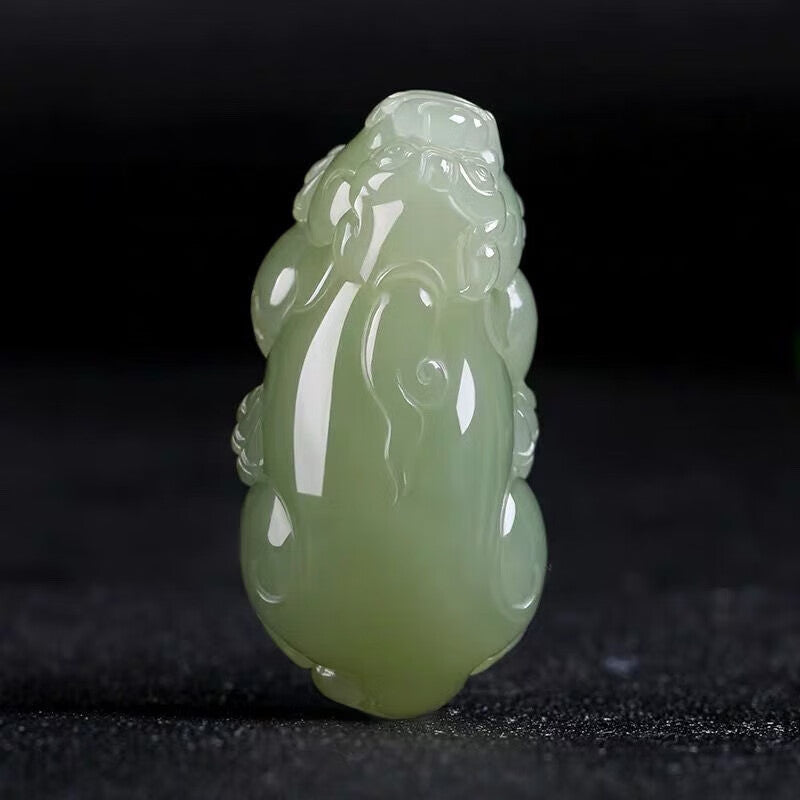 Serenemyst Handmade Afghan Jade Pixiu Fortune Wealth Pendant