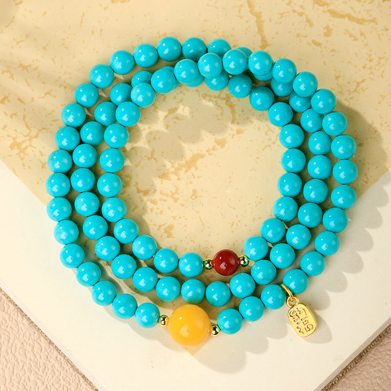 Serenemyst Natural Turquoise Red Agate Amber Healing Purity Bracelet