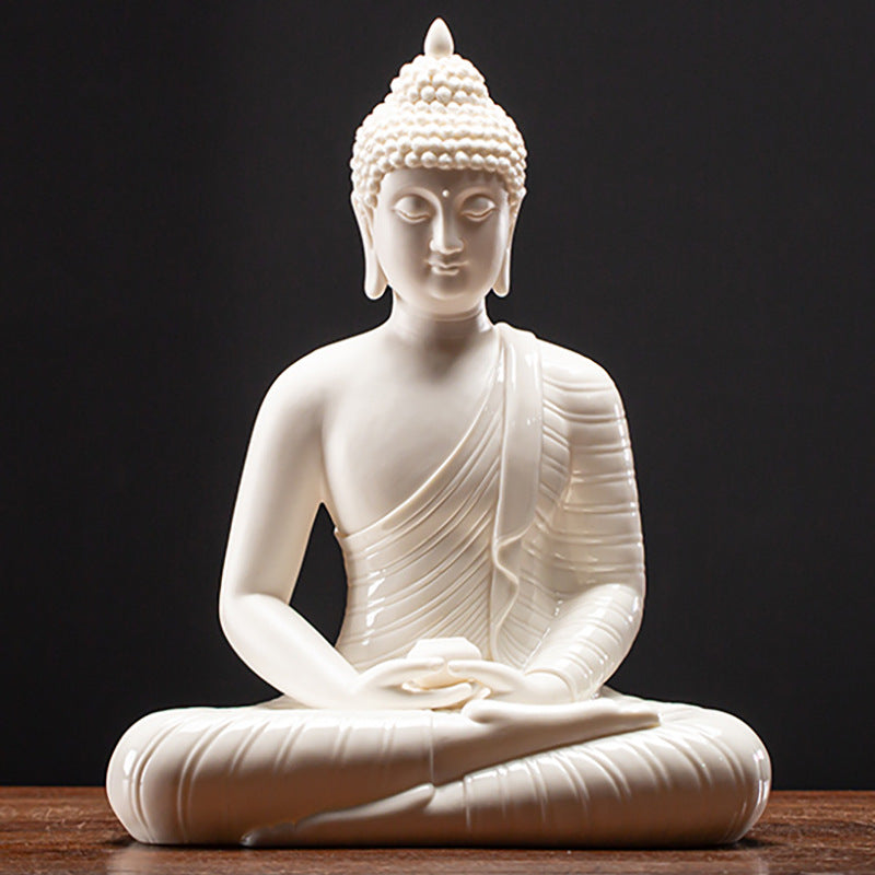 Serenemyst Colorful Ceramic Sakyamuni Buddha Statue Protection Lamp Decoration