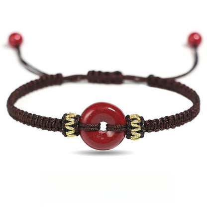 Serenemyst Red String Natural Cinnabar Peace Buckle Blessing Bracelet