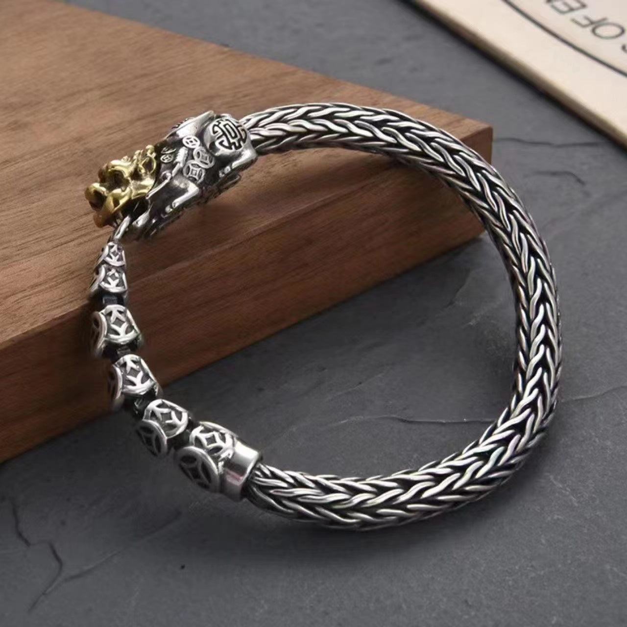 Serenemyst Handmade Braided Copper Coin Pixiu Wealth Gathering Bracelet