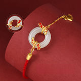 Serenemyst Red String Sterling Silver Koi Fish Jade Buckle Lucky Bracelet