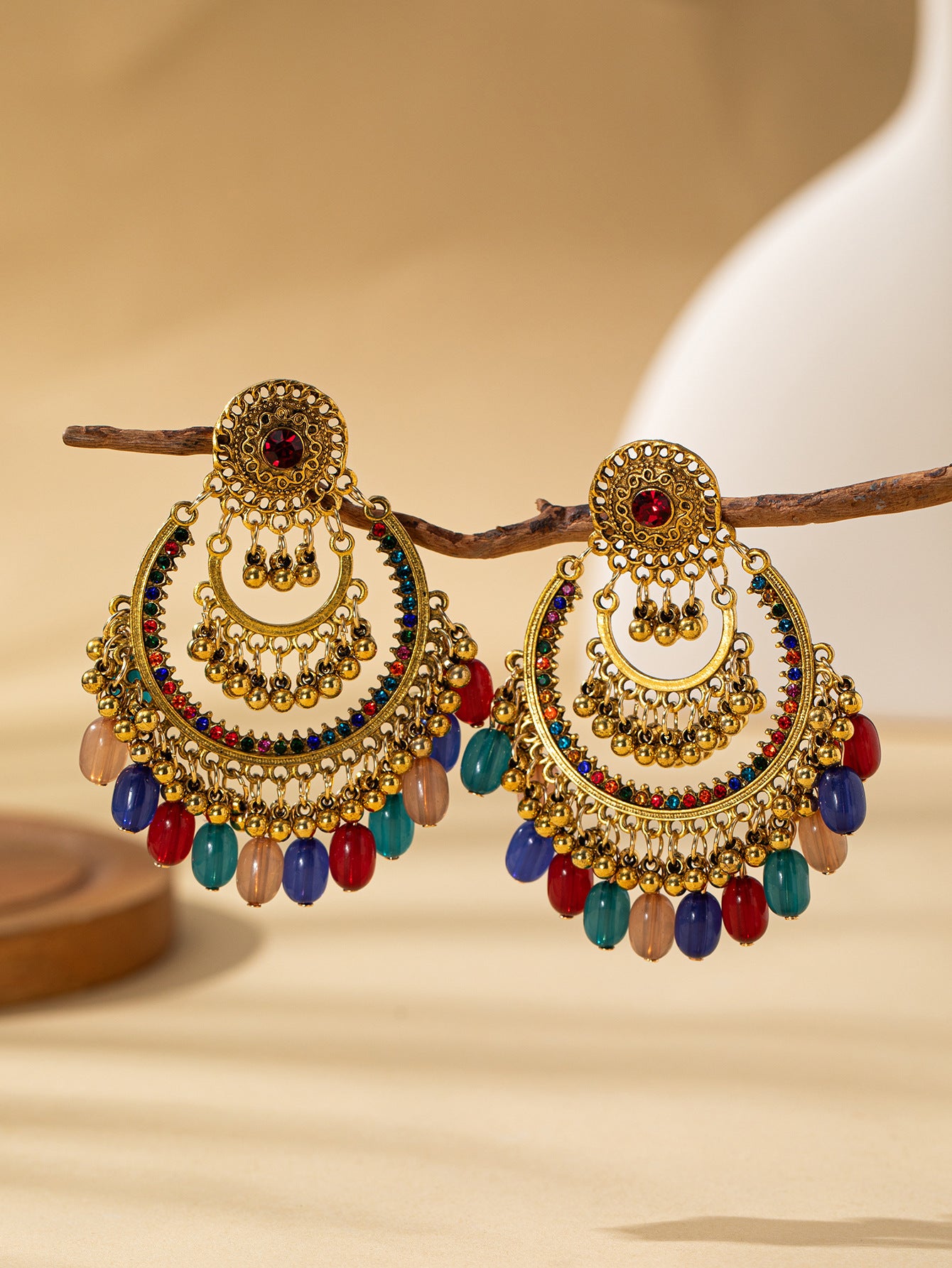 Serenemyst Retro Alloy Wealth Earrings With Hollow Bell Tassel