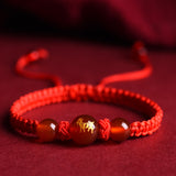 Serenemyst Twelve Zodiac Red String Red Agate Fortune Bead Bracelet
