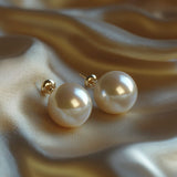 Serenemyst Natural White Pearl Titanium Steel Healing Purity Earrings