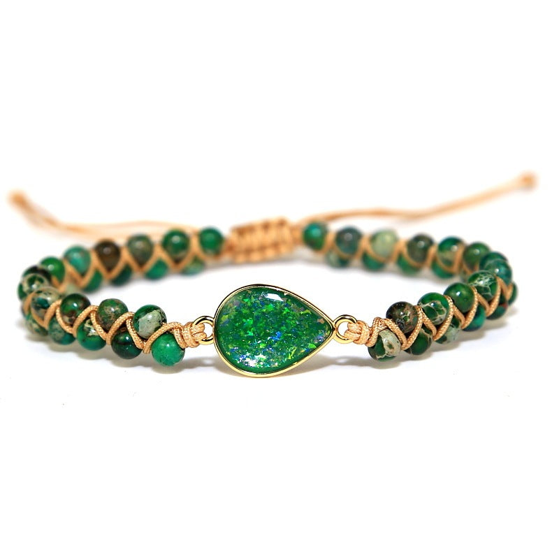 Serenemyst Turquoise Braided Rope Water Drop Luck Protection Bracelet