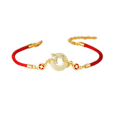 Serenemyst Red String Golden Snake Jade Peace Buckle Fortune Bracelet