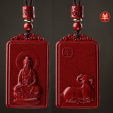 Serenemyst Natural Cinnabar Chinese Zodiac And Protection Buddha Pendant