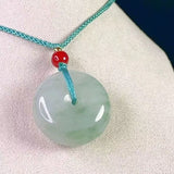 Serenemyst Natural Tianshan Jade Peace Buckle Healing Pendant Necklace