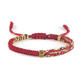 Serenemyst Red String Six-Word Mantra Metal Knot Protection Bracelet