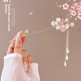 Serenemyst Classical Chinese Style Peach Blossom Tassel Healing Hairpin