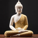 Serenemyst Colorful Ceramic Sakyamuni Buddha Statue Protection Lamp Decoration