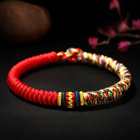 Serenemyst Red String Five-Color Braided String Blessing Bracelet