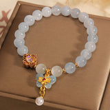 Serenemyst Natural Aquamarine Butterfly Pearl Pendant Healing Charm Bracelet