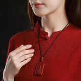 Serenemyst Natural Cinnabar Chinese Zodiac And Protection Buddha Pendant