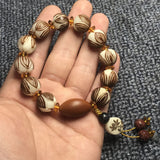 Serenemyst White Jade Bodhi Seed Root Carved Meditation Bracelet