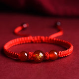 Serenemyst Twelve Zodiac Red String Red Agate Fortune Bead Bracelet
