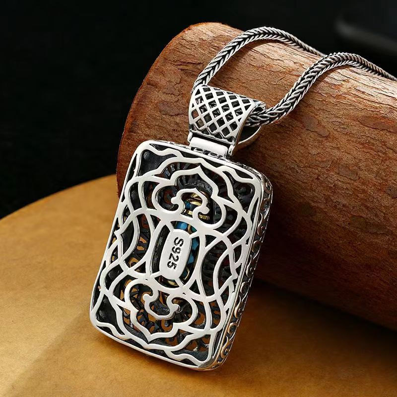 Pendant Serenemyst Tibetan 925 Sterling Silver Dzi Bead Energy Pendant Necklace