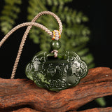 Serenemyst Natural Hetian Jade Ruyi Lock Pendant  Protection Peace Necklace