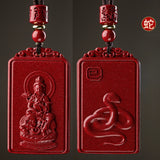 Serenemyst Natural Cinnabar Chinese Zodiac And Protection Buddha Pendant
