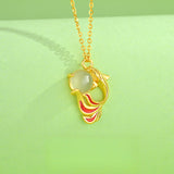 Serenemyst Sterling Silver Koi Fish Chalcedony Pendant Fortune Necklace