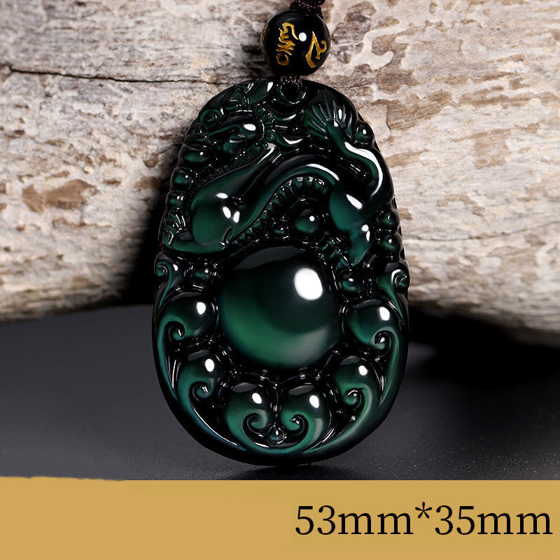 Serenemyst Rainbow Eye Ice Obsidian Dragon Pixiu Pendant