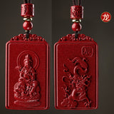 Serenemyst Natural Cinnabar Chinese Zodiac And Protection Buddha Pendant