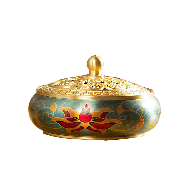 Serenemyst Handmade Pure Brass Painted Harmony Healing Incense Burner