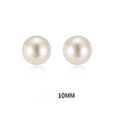 Serenemyst Natural Round Pearl Sterling Silver Gold-Plated Healing Charm Earrings