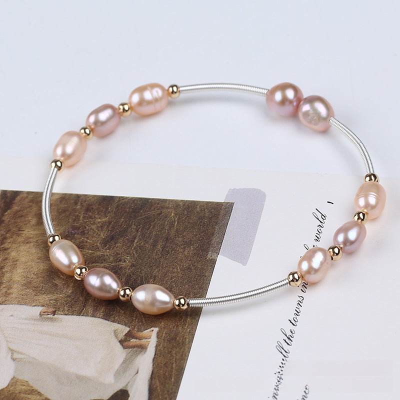 Serenemyst Natural Round Pearl Copper Silver-Plated  Healing Purity Bracelet