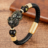 Serenemyst Leather Rope Pixiu Wealth Bracelet